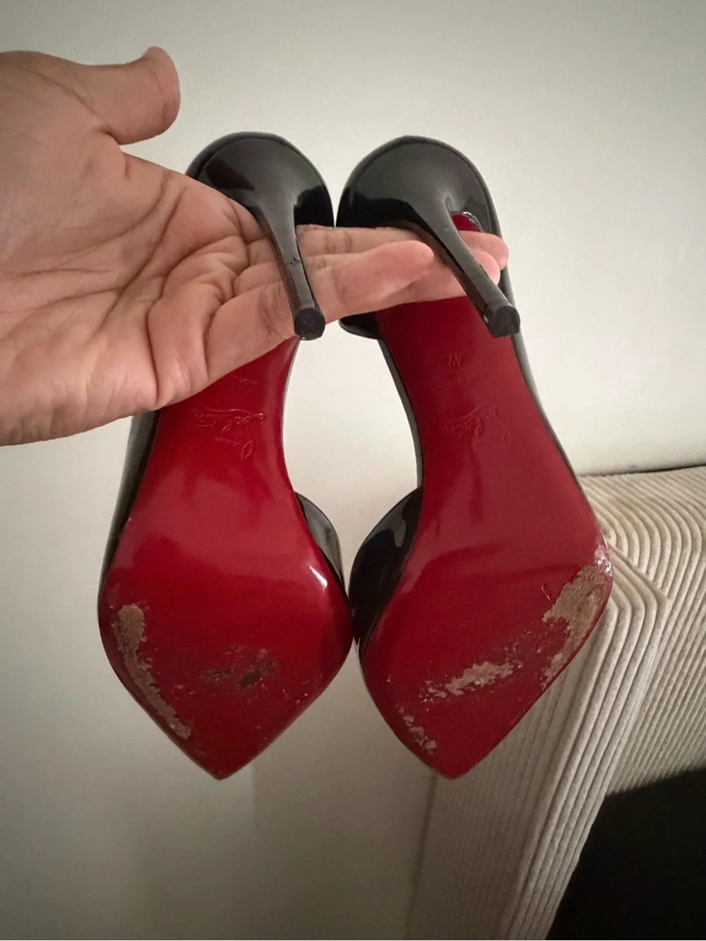 Christian Louboutin Black Patent Pointed D'Orsay Pumps
